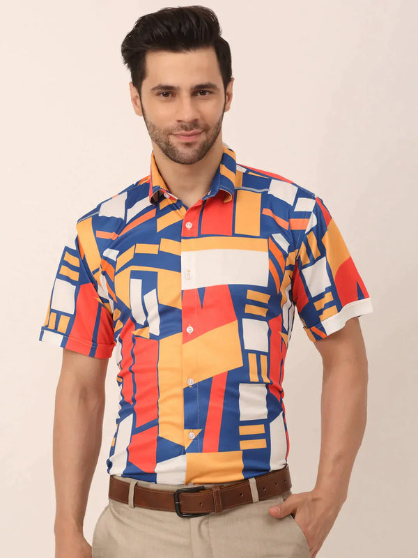 Men's Lycra Printed Half Sleeve Formal Shirts | WomensfashionFun.com