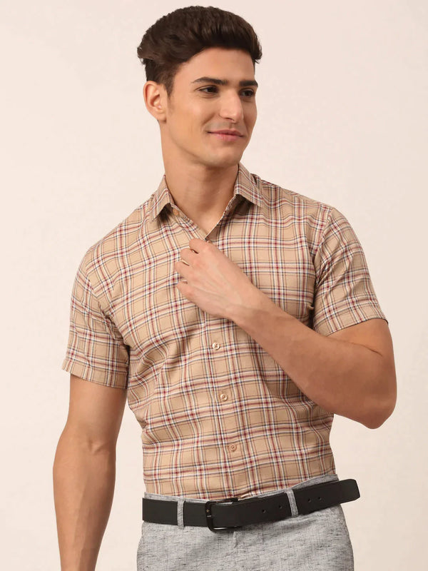 Men's Cotton Checked Half Sleeve Formal Shirts | WomensfashionFun.com