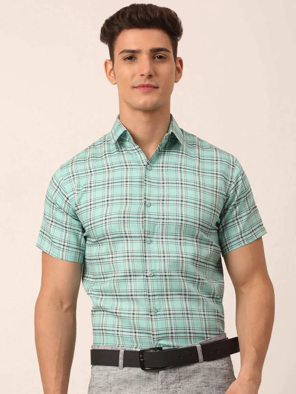 Men's Cotton Checked Half Sleeve Formal Shirts | WomensfashionFun.com