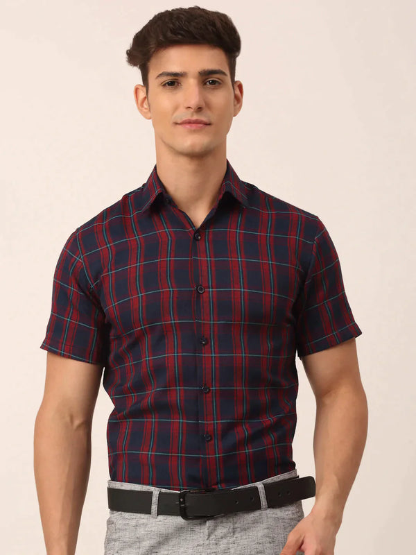 Men's Cotton Checked Half Sleeve Formal Shirts | WomensfashionFun.com