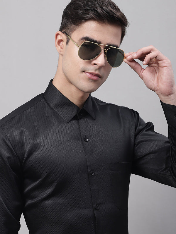 Men's Black Dobby Textured Formal Shirt | WomensfashionFun.com