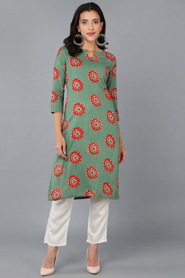 Fabric Rama Green Color Fancy Daily Wear Kurti | WomensFashionFun.com