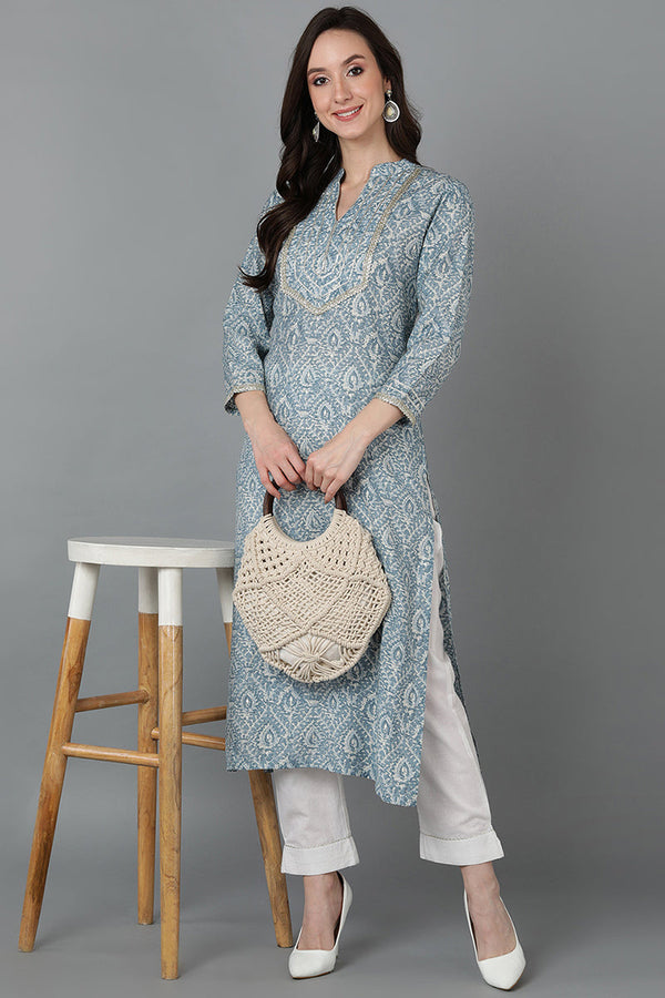 Grey Silk Blend Straight Kurtas | WomensFashionFun.com